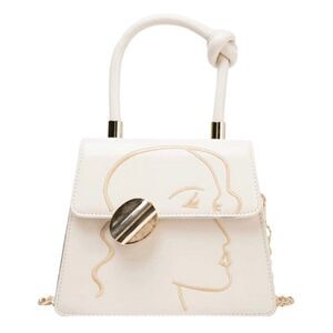 WHITE HANDBAG WITH GOLD FACE